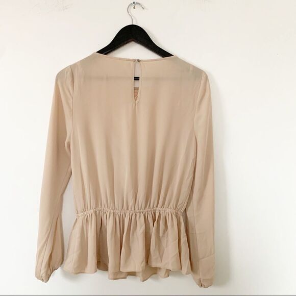 Forever 21 Nude Neutral Boho Crochet Peplum Blouse - Picture 2 of 9